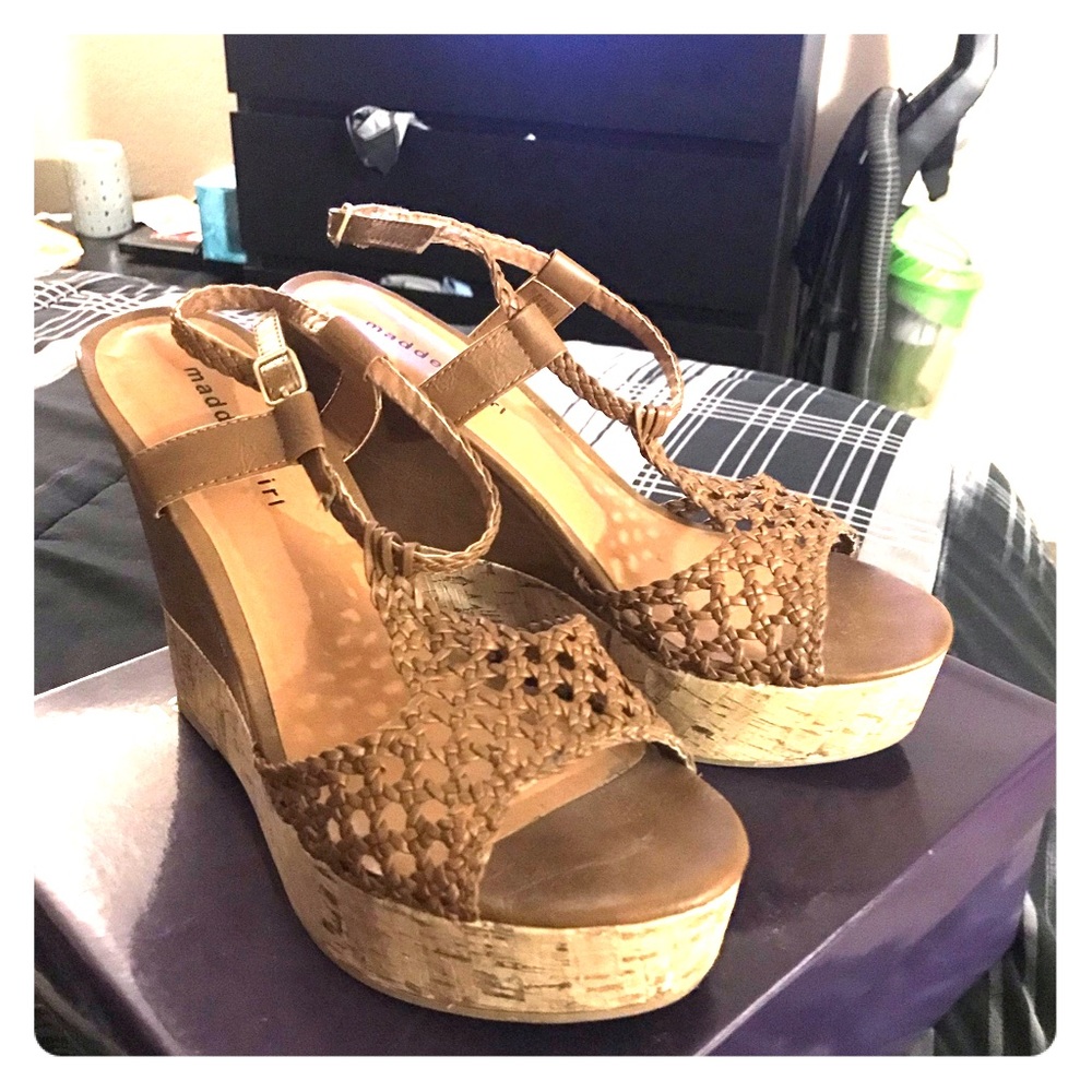 Madden Girl Tan Wedge Heels Size 8 1/2